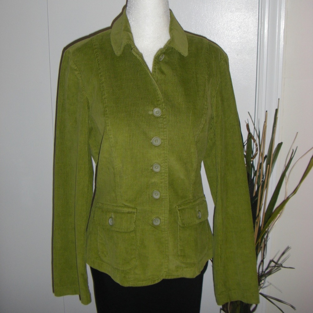 Talbots Stretch Corduroy avocado green jacket sx 8